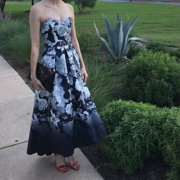 Alfred Sung Hi/Lo Floral Print Formal Dress  - 2 - Picture 2 of 7